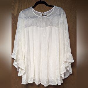 Torrid White Lace Bell Sleeve Blouse